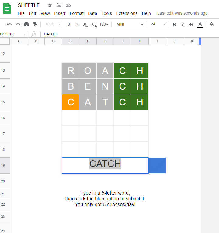 Sheetle – Play Wordle in Google Sheets